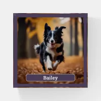 Personalized Dog Photo Name Custom Pet Lover Mauve Paperweight