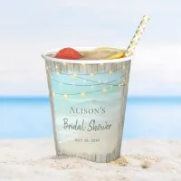 Beach Coastal Rustic Wood Bridal Shower Paper Cups