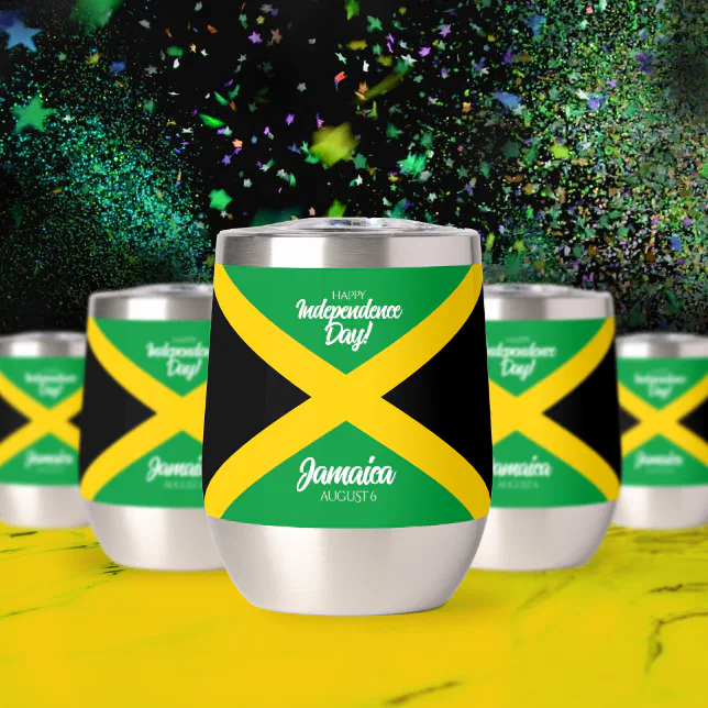 Jamaican Independence Day Jamaica National Flag Thermal Wine Tumbler