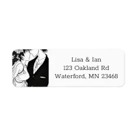 Black and White Anime Bride and Groom Label