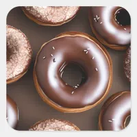 Chocolate Donuts with Sprinkles  Square Sticker