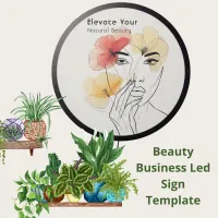 Minimal Line Face Flowers Beauty Business LED Sign