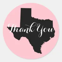 Pink Black and White Texas Wedding Thank You Classic Round Sticker