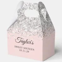 Silver Glitter Blush Sweet Sixteen Favor Boxes