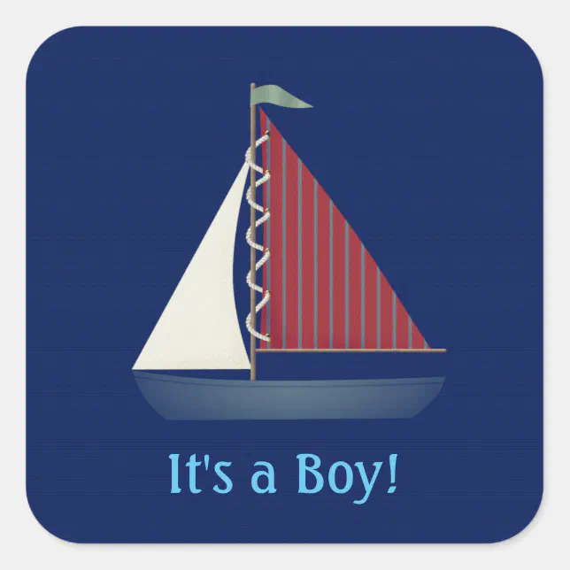 Cute Blue Toy Sailboat Square Sticker