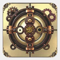 Steampunk Gears Copper and Gold Metal Art  Square Sticker