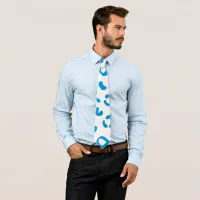 Large Blue Leopard Print Neck Tie