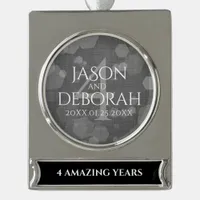 Elegant 4th Linen Wedding Anniversary Celebration Silver Plated Banner Ornament