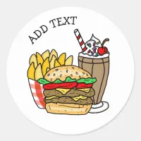 Cheeseburger, Milkshake and Fries  Classic Round S Classic Round Sticker