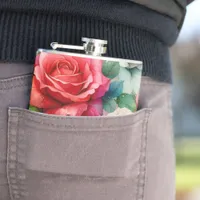 Whimsical Rose Pattern Flask