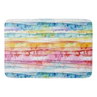 Red, Blue, Yellow Abstract Watercolor Layers Bath Mat