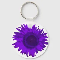 Purple Pop Art Sunflower Keychain