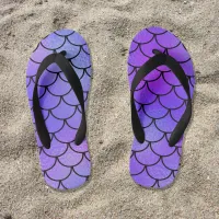 Magenta Purple Blue Iridescent Mermaid Scales Kid's Flip Flops