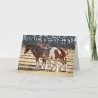 Ploughing Draft Horses in Hitch Thank you Holiday Card