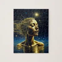 Mystical Woman Meditating Under the Stars Jigsaw Puzzle