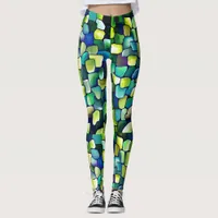 Contemporary Green Pattern Leggings