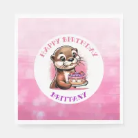 Otter Themed Girl's Birthday Party  Napkins