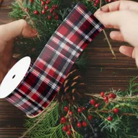 Elegant Traditional Classic Tartan Check Patterned Satin Ribbon