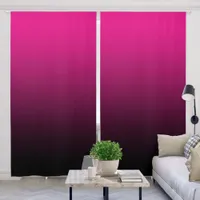 Hot Pink and Black Gradient Blackout Curtains