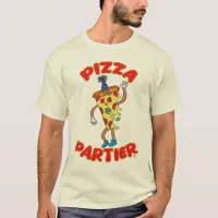 Pizza Partier Funny Cartoon Slice Design T-Shirt