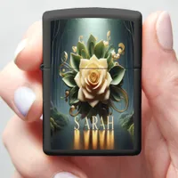 A Golden Rose in the Mist Zippo Lighter