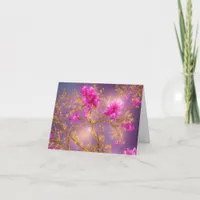 Fuchsia and Gold Florals All Occassions Notecard