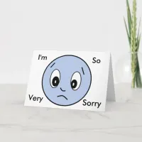"Im Sorry" Blue Sad Face Card