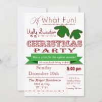 Red vintage Christmas Ugly sweater Party Invites