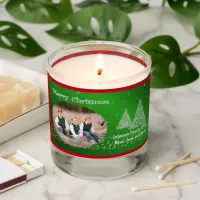 Merry Christmas Photo & Name Trees Snow Green Scented Candle