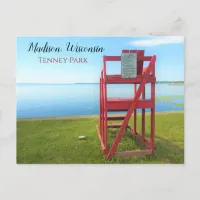 Madison, Wisconsin Tenney Park Red Lifeguard Chair Postcard