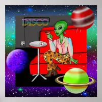 1970's Retro Extraterrestrial in Disco Lounge  Poster