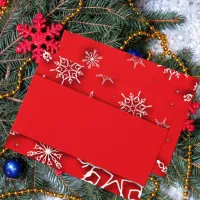 Xmas Winter Origami Snowflakes on A Red Paper Cut Envelope
