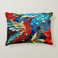 Cute Colorful Hummingbird Mosaics  Accent Pillow