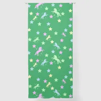 Unicorns and Stars on a Green Background | Sheer Curtains