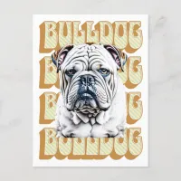 English Bulldog with Retro Font Postcard