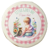 Little Girl and Kitten | Watercolor Baby Shower Sugar Cookie