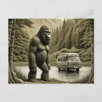 Vintage Bigfoot and RV Camper Saying Hello Postcard