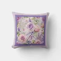 Lavender Rose Floral Throw Pillow