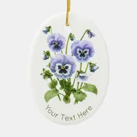 Purple Pansies Personalized Ceramic Ornament