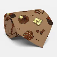 Brown Chocolate Candies Patisserie Chef Neck Tie