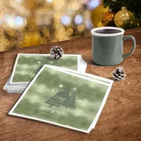 Christmas Trees and Snowflakes Green ID863 Napkins