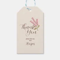 Thank You Simple Wildflower Pretty Pink Botanical Gift Tags