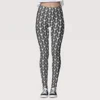 Nautical Grey and White Anchors Patterned Yachting Leggings