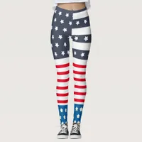  Star-Spangled Striped Patriotic 4th of July Leggings