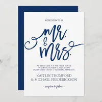 Navy Blue Wedding Invitations-Rustic Brush Script Invitation