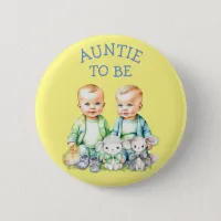 Personalized Auntie to be Twins Baby Shower   Button