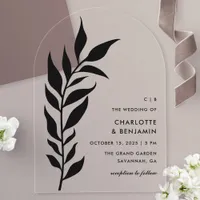 Black Leaf Arch Modern Wedding Acrylic Acrylic Invitations