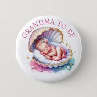 Coastal Girl's Baby Shower Grandma to be Button