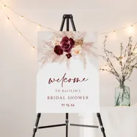 Boho Bridal Shower Welcome Sign Pampas Burgundy