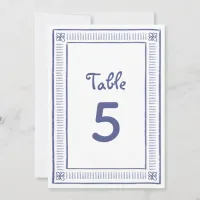 Blue Quirky Hand Drawn Wedding Table Number Sign